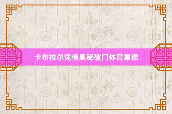 卡布拉尔凭借奥秘破门体育集锦