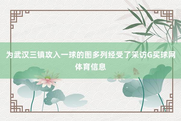 为武汉三镇攻入一球的图多列经受了采访G买球网体育信息