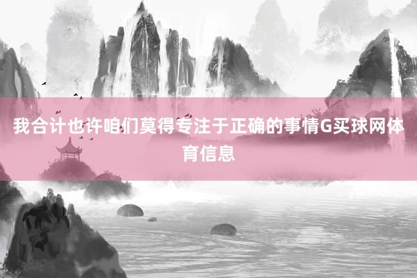 我合计也许咱们莫得专注于正确的事情G买球网体育信息