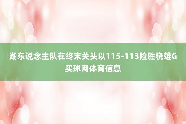 湖东说念主队在终末关头以115-113险胜骁雄G买球网体育信息