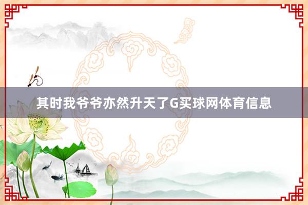 其时我爷爷亦然升天了G买球网体育信息
