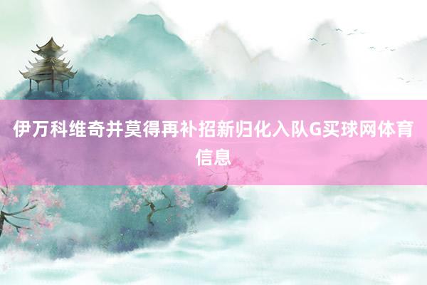 伊万科维奇并莫得再补招新归化入队G买球网体育信息