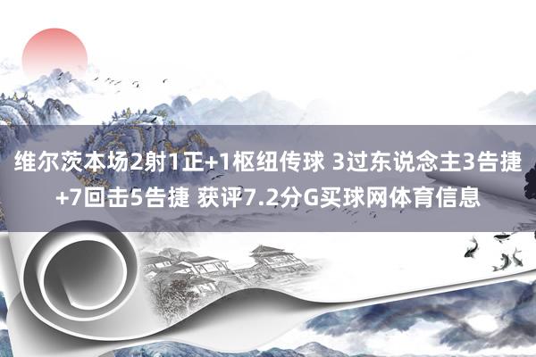 维尔茨本场2射1正+1枢纽传球 3过东说念主3告捷+7回击5告捷 获评7.2分G买球网体育信息
