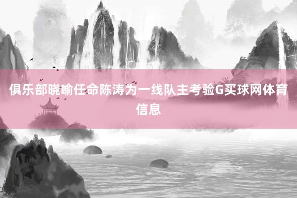 俱乐部晓喻任命陈涛为一线队主考验G买球网体育信息
